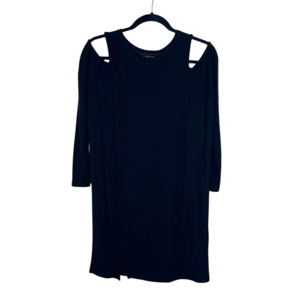 ALLSAINTS Esther Cut Out Shoulder Wool Blend Dress in Black size XS